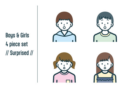 Surprised boy & girl illustration set.のイラスト素材