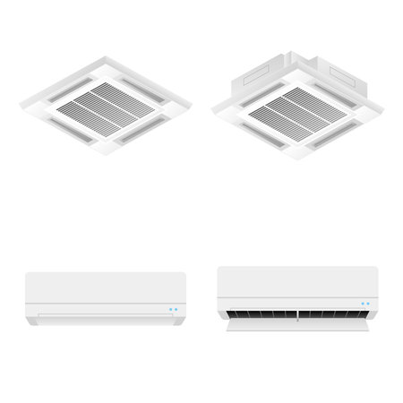 This is an illustration of the same home appliances set _ Air conditioner, commercial air conditioner.のイラスト素材