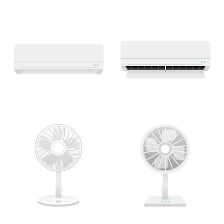 Various home appliances set_Illustration of air conditioning and fan.のイラスト素材