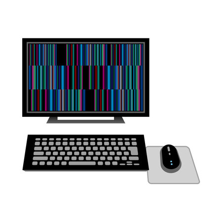 It is an illustration of a broken black desktop PC.のイラスト素材
