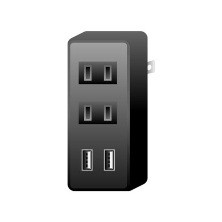 Black power adapter _2 It is an illustration of 2 ports of 2.0 2 -port.のイラスト素材