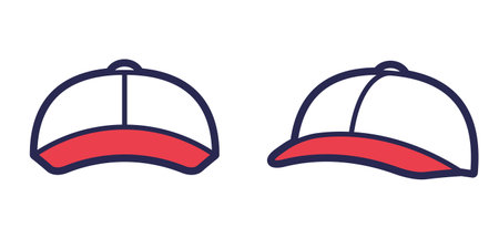 This is an illustration of a hat set of red, white, and gymnastics caps.のイラスト素材