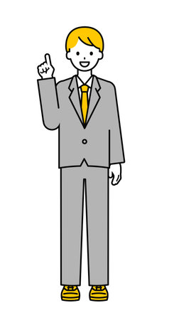 This is a simple "company employee" whole body pose illustration.のイラスト素材
