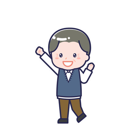 This is an illustration of a man's "Seniors in plain clothes".のイラスト素材