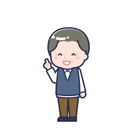 This is an illustration of a man's "Seniors in plain clothes".のイラスト素材