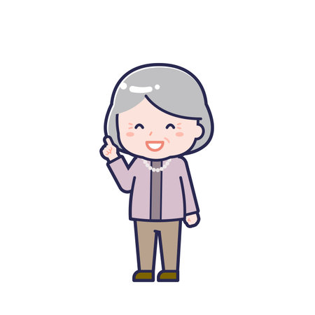 This is an illustration of a woman's "Seniors in plain clothes".のイラスト素材