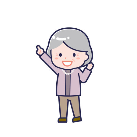 This is an illustration of a woman's "Seniors in plain clothes".のイラスト素材