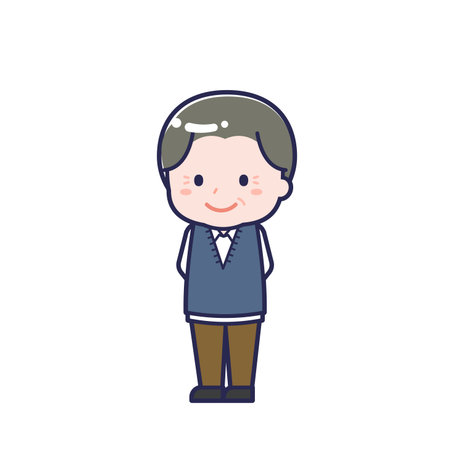 This is an illustration of a man's "Seniors in plain clothes".のイラスト素材