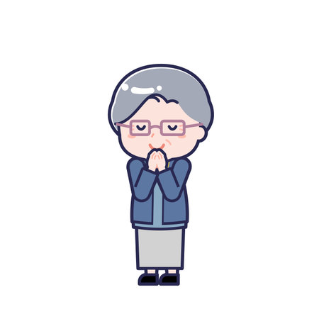 This is an illustration of a woman's "Seniors in plain clothes".のイラスト素材