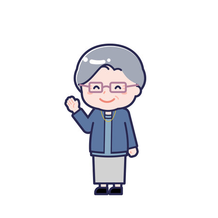 This is an illustration of a woman's "Seniors in plain clothes".のイラスト素材