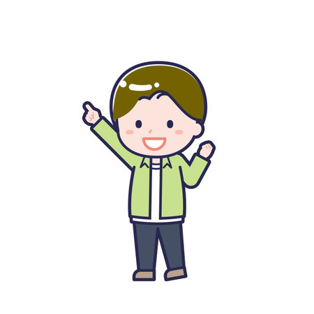 This is an illustration of a man's "Teens in plain clothes".のイラスト素材