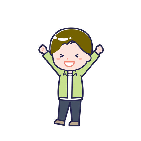 This is an illustration of a man's "Teens in plain clothes".のイラスト素材