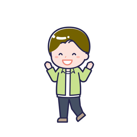 This is an illustration of a man's "Teens in plain clothes".のイラスト素材