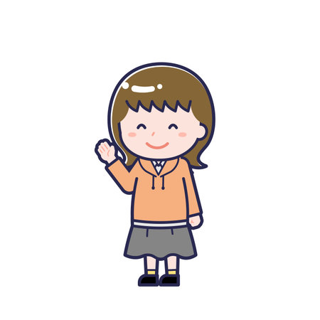 This is an illustration of a woman's "Teens in plain clothes".のイラスト素材