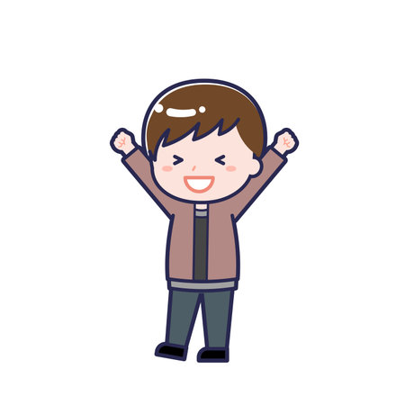 This is an illustration of a man's "Teens in plain clothes".のイラスト素材