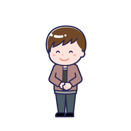 This is an illustration of a man's "Teens in plain clothes".のイラスト素材