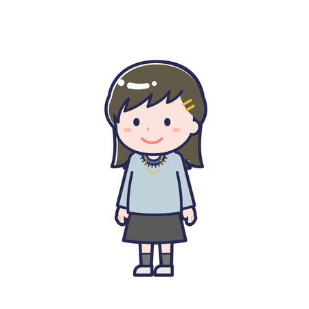 This is an illustration of a woman's "Teens in plain clothes".のイラスト素材
