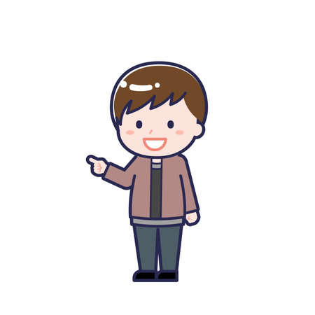 This is an illustration of a man's "Teens in plain clothes".のイラスト素材