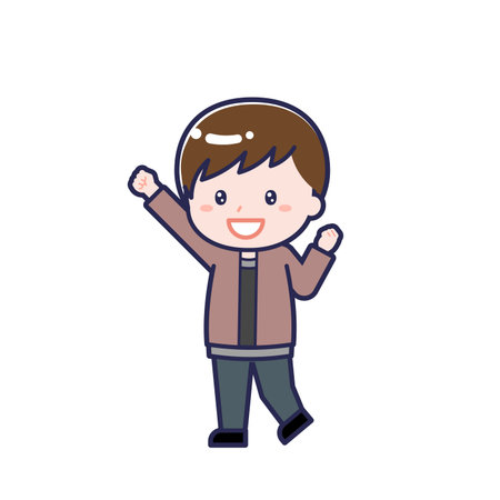 This is an illustration of a man's "Teens in plain clothes".のイラスト素材