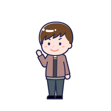 This is an illustration of a man's "Teens in plain clothes".のイラスト素材