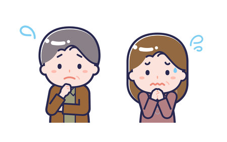 This is an illustration of the "Middle-aged man in plain clothes" man and woman.のイラスト素材