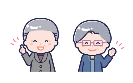 This is an illustration of the "Seniors in plain clothes" man and woman.のイラスト素材