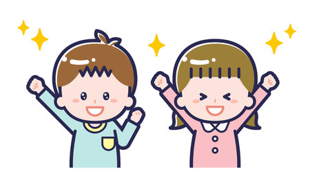 This is an illustration of the "Children in casual clothes" man and woman.のイラスト素材