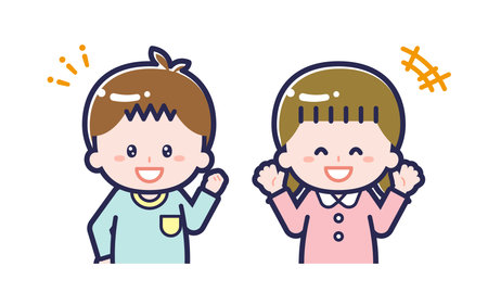 This is an illustration of the "Children in casual clothes" man and woman.のイラスト素材