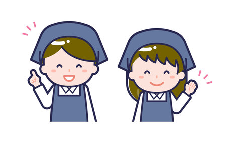 This is an illustration of the "staff" man and woman.のイラスト素材