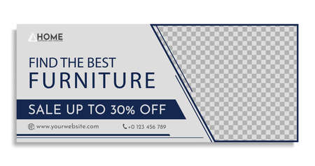 Blue Furniture banner cover page template Free Vectorのイラスト素材