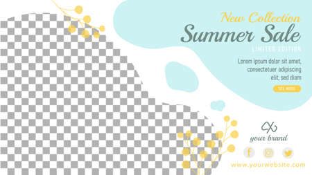 Fresh summer sale banner template blue and white illustration background vector