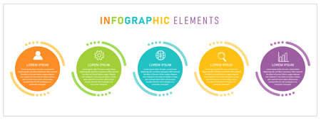 Creative circle infographic elements with icon for business concept presentation can be used for info graphic, flow chart, option or step, website, banner, printed materialのイラスト素材