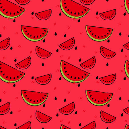 tropical pattern background using fresh watermelon seamless vector wallpaper in summer vector...