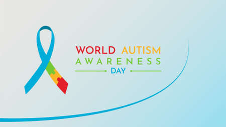 Blue World autism day wallpaper with ribbon autism day Free Vectorのイラスト素材