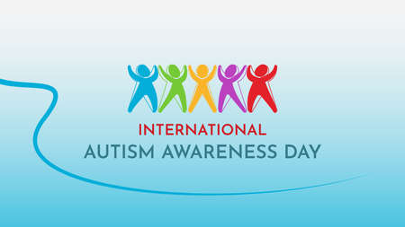 Flat world autism day wallpaper with blue abstract illustration background Free Vectorのイラスト素材
