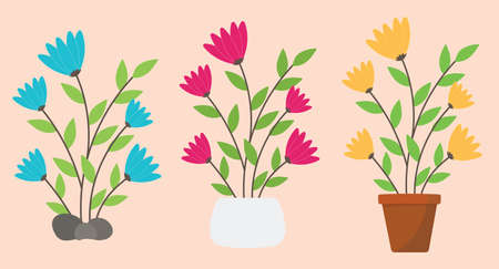 House plants beautiful flower image design vector for clip art logo in garden set pngのイラスト素材