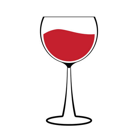 Simple line Red wine glass cartoon vector sign and symbol designのイラスト素材