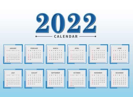 Simple Abstract blue gray 2022 calendar new year landscape illustration vector designのイラスト素材