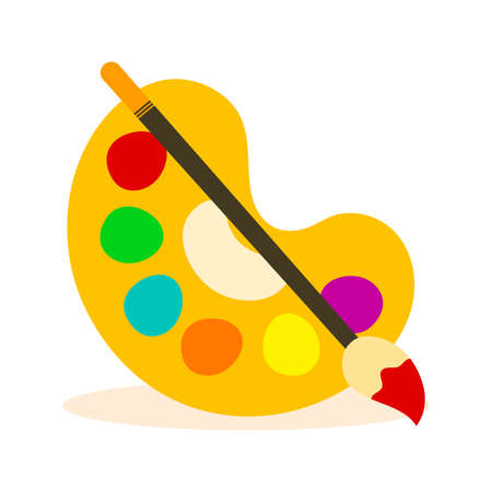 Flat cartoon watercolor drawing palette tools vector illustration for schoolのイラスト素材