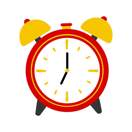 Cartoon Alarm Clock in Flat Vector Illustration Graphic Designのイラスト素材