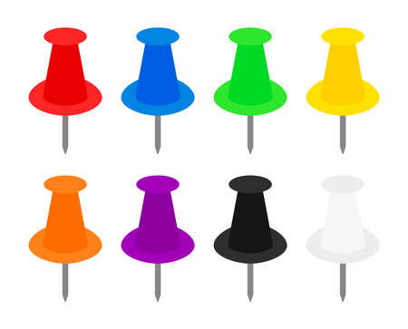 Flat cartoon push pin board set vector illustration for schoolのイラスト素材