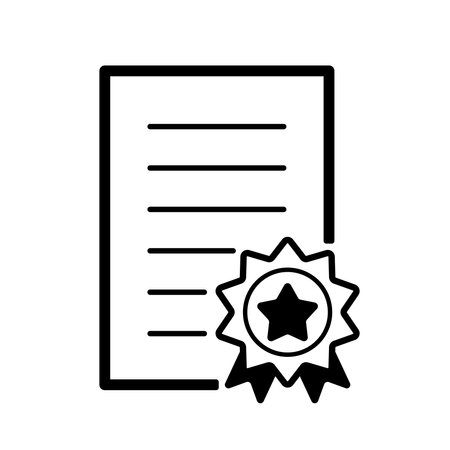 Stroke Line Flat Certificate Award Vector Icons of Golden Medal Award Degree with Star in Modern Flat Style in White Backgroundのイラスト素材