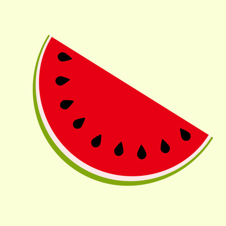 Animated watermelon half slices fresh fruit slice vector png for cute icon and clipart for summer and kids book in fruits list posterのイラスト素材