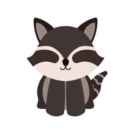 Hand drawn vector illustration of a cute funny little raccoon wild animal. Isolated objects. No face style flat design. Concept for children printのイラスト素材