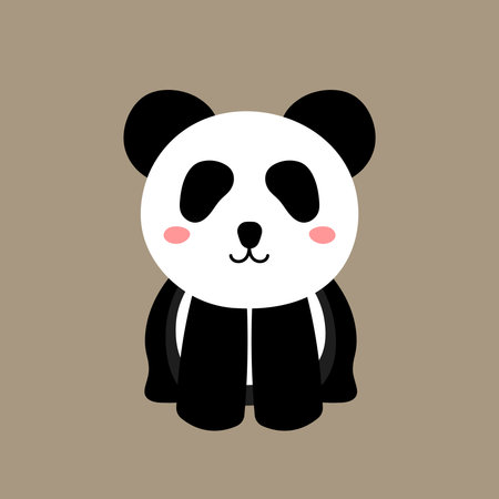 Hand drawn vector illustration of a cute funny little panda wild animal. Isolated objects. No face style flat design. Concept for children printのイラスト素材