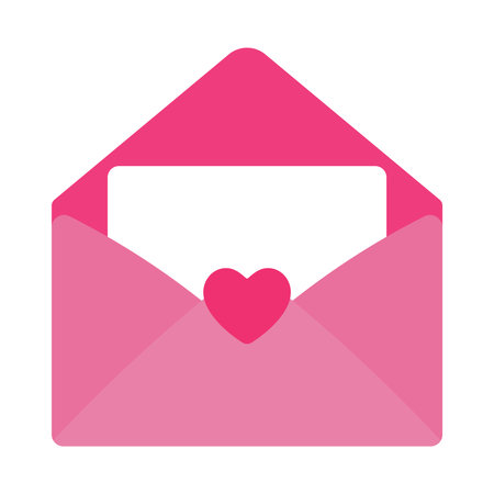 Animated Cute Love Letter in Open Envelope for romance love mail, message with Heart Shape Lock Icon Vector Illustration Sticker Doodle for Element Decoration Isolated on White Backgroundのイラスト素材