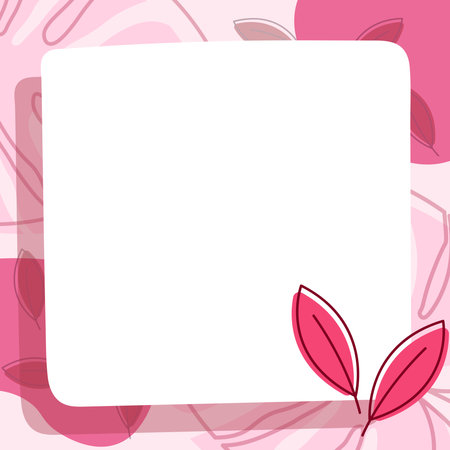 Pink Social media post template for text, text box, quote, picture, product with tropical leaves background graphic illustration imageのイラスト素材