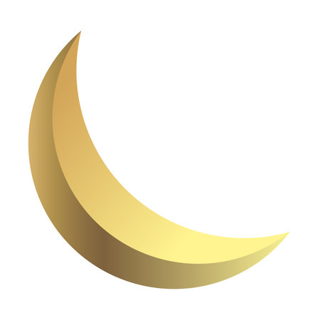 Simple Gold Crescent Moon Icon for Islamic, Ramadan, Holy, Fasting, Eid Al Fitr, Eid Al Adha, Muharram Isolated on White Backgroundのイラスト素材