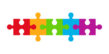 Puzzle pieces for Autism Down Syndrome Icon Clipart Vector Illustration Isolated on White Backgroundのイラスト素材