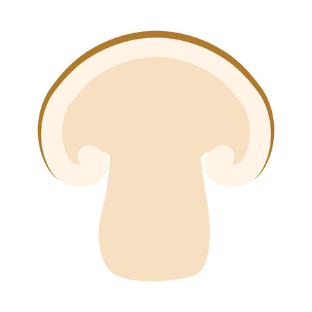 Mushrooms, brown champignon, flat cartoon vector illustration for pizza topping and food seasoning Isolated on White Backgroundのイラスト素材